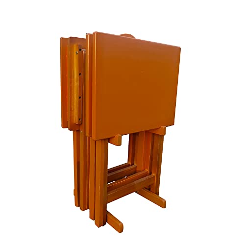 Set of 4 Solid Wood Folding TV Tray Table K55076