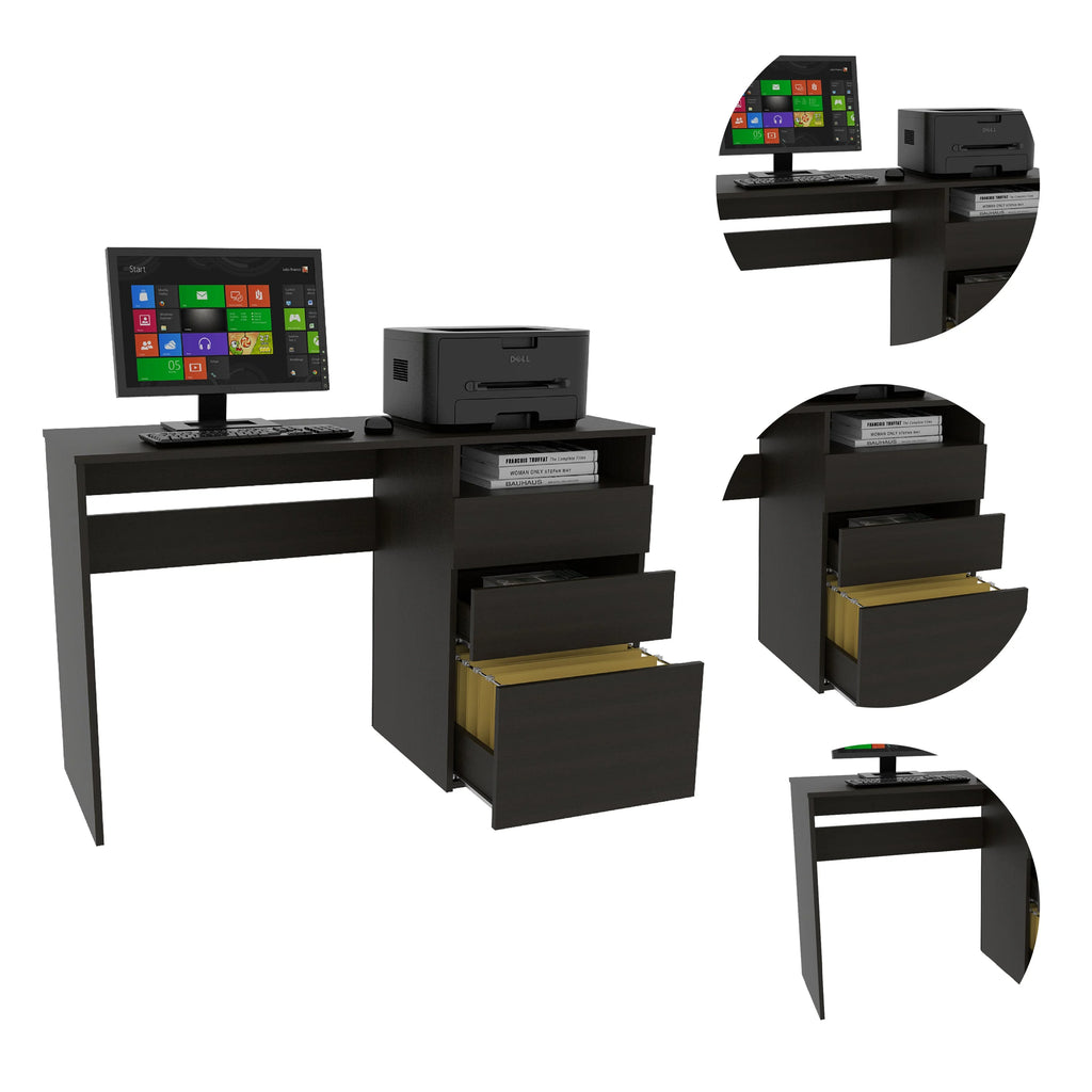 Black Three Drawer Computer Desk X892