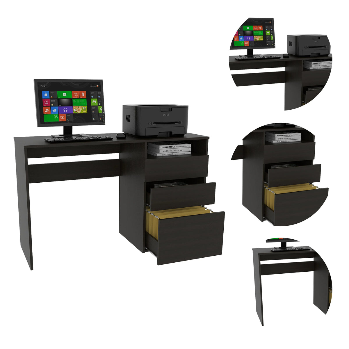 Black Three Drawer Computer Desk X892
