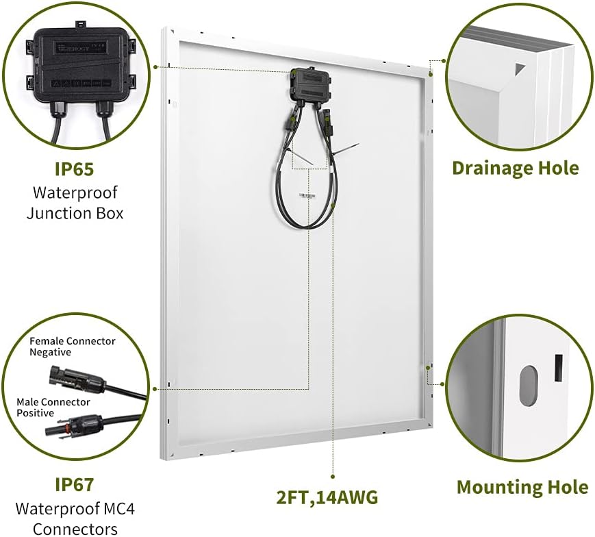 100 Watt 12 Volt Polycrystalline Solar Panel with Solar Connectors D1375