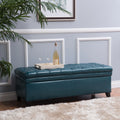 Teal Faux Leather Storage Ottoman P366060