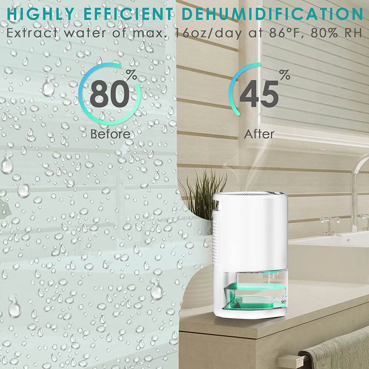 Portable Electric Dehumidifier Auto Shut Off 7 Color LED White S74936