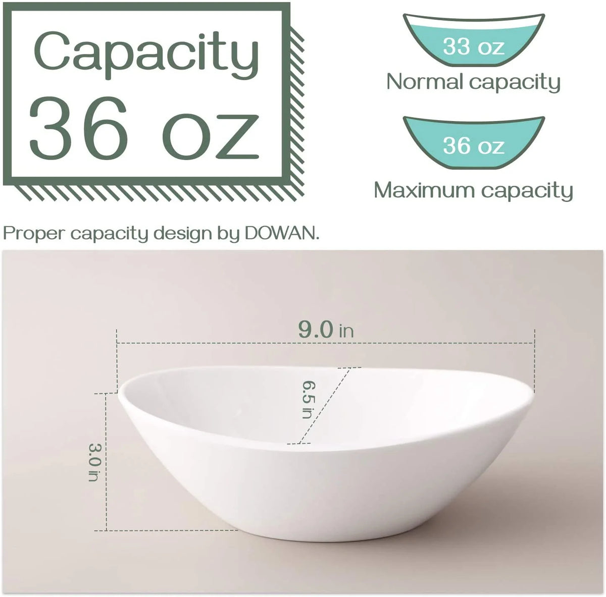 White 36 Ounce Porcelain Serving Bowls, Set of 4 Q41224