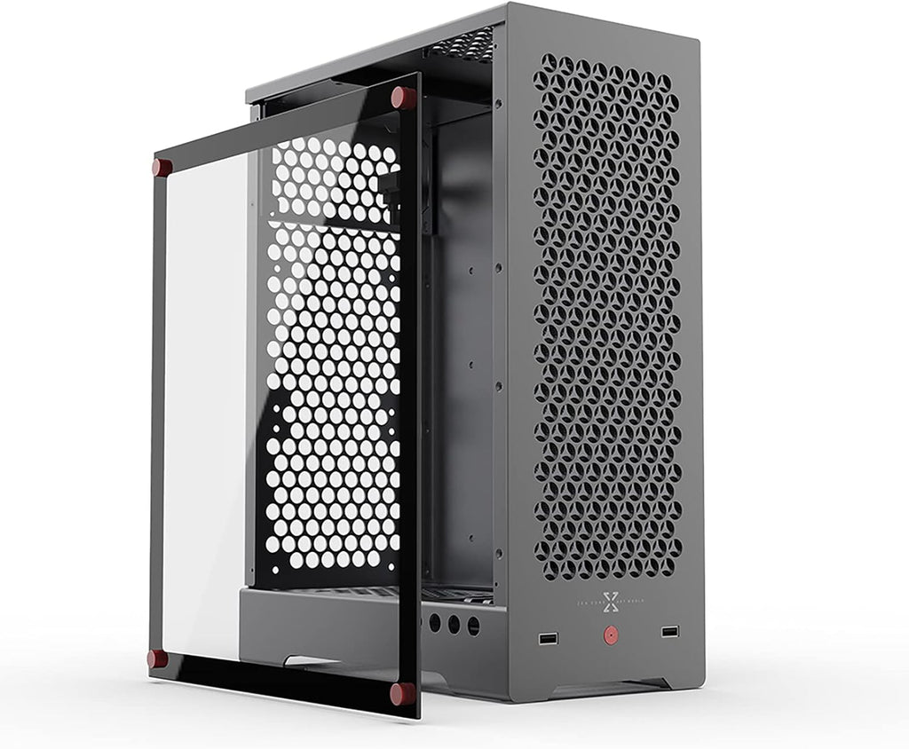 Aluminum Grey Mid Tower PC Case with Tempered Glass Window H607