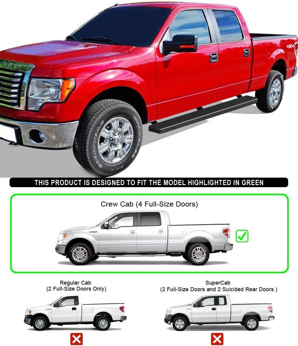 6in Black Running Boards T937