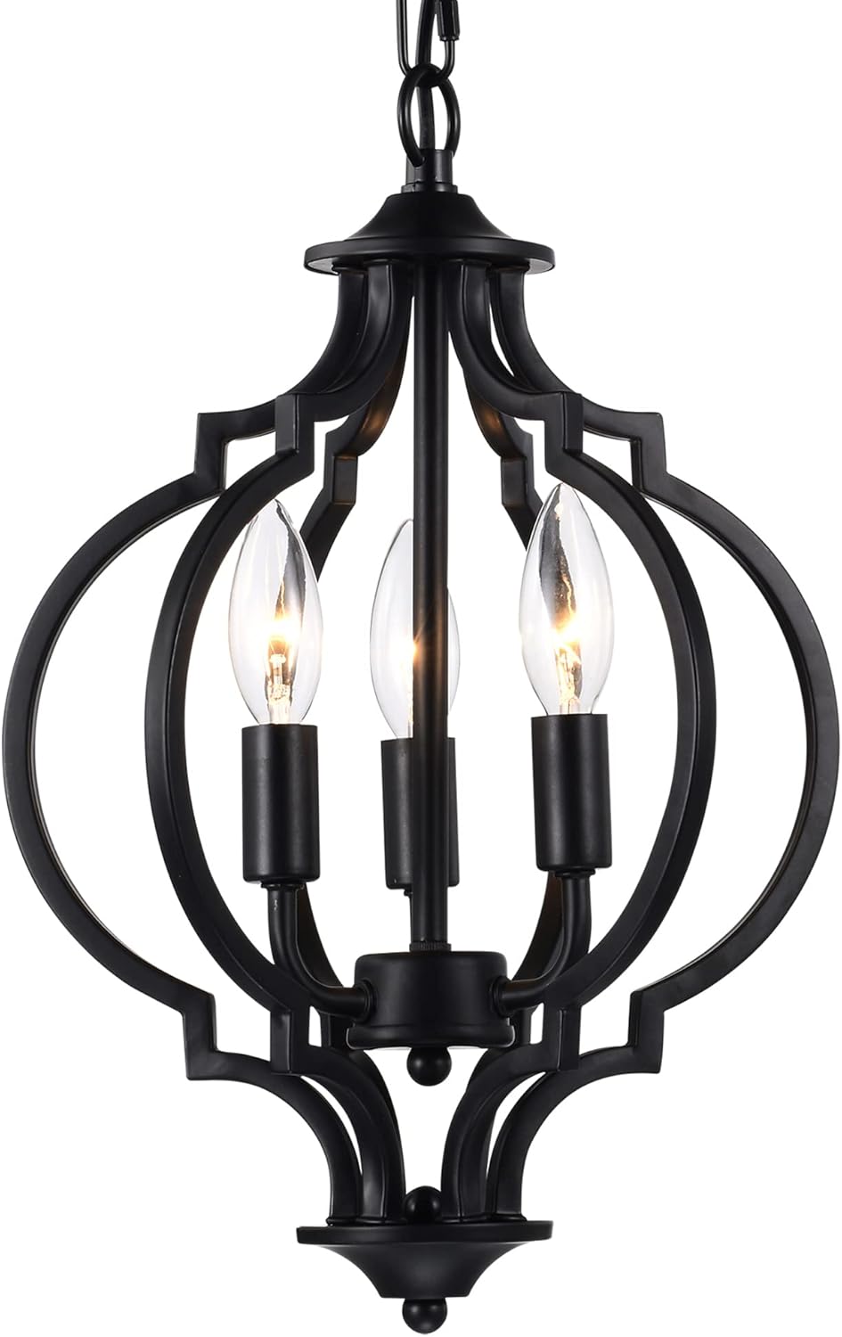Black 3 Light Metal Chandelier C5286