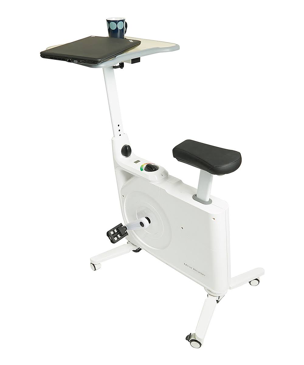 White Exercise Bike Workstation with 8 Resistance Levels C4589
