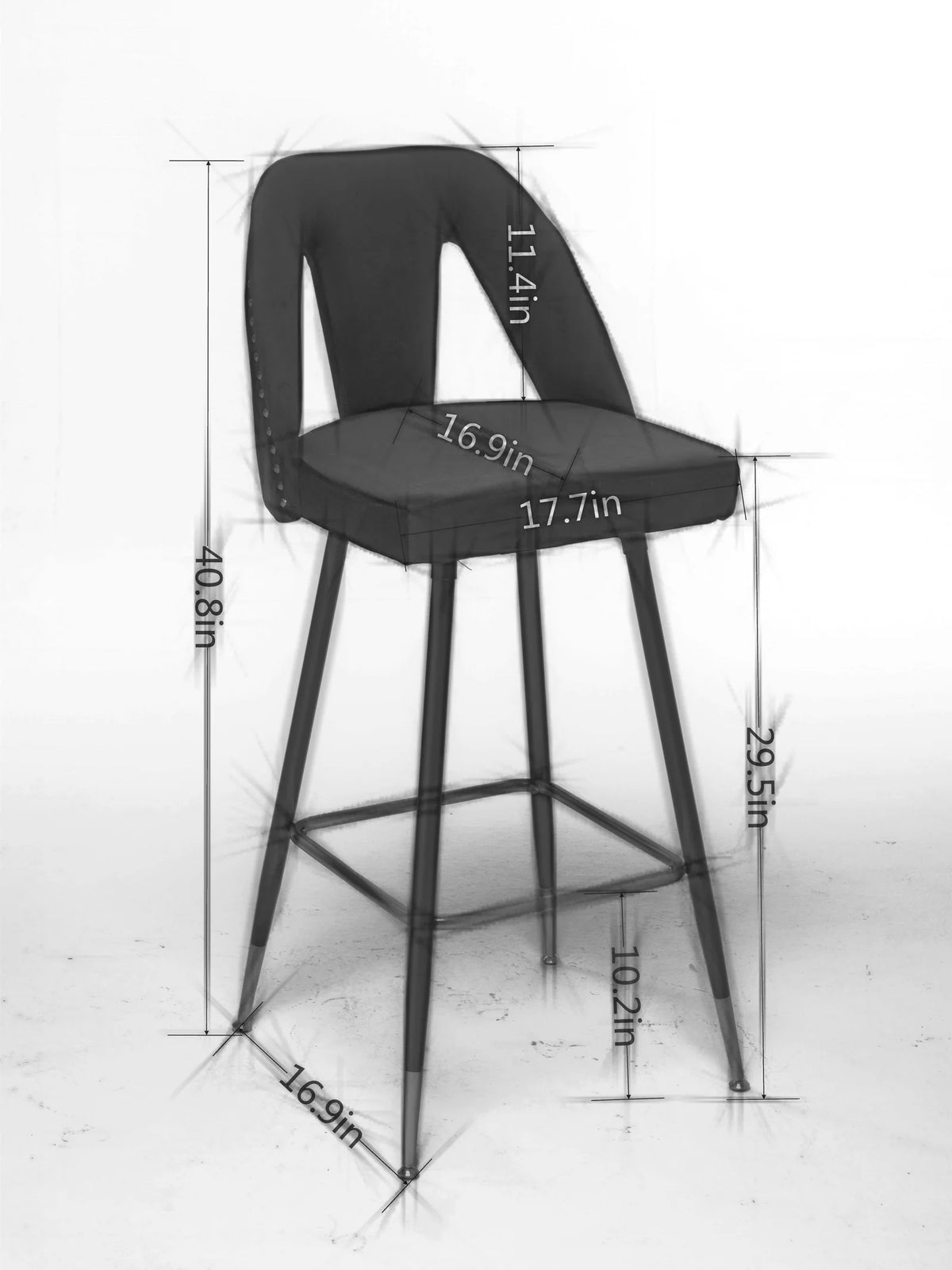 Velvet Upholstered Bar Stools with Back 30 inch Seat Height Set of 4 W3929