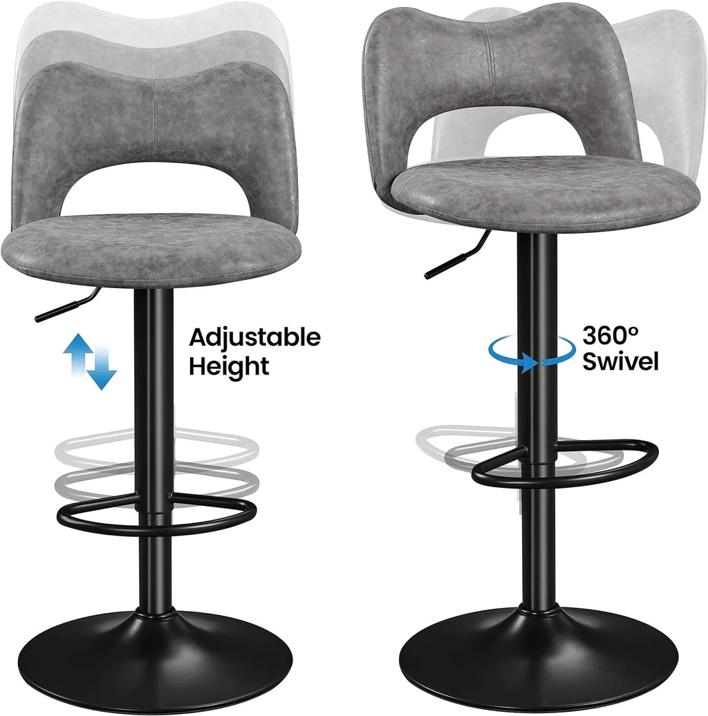 Grey Adjustable Swivel Bar Stools Set of 4 N555162