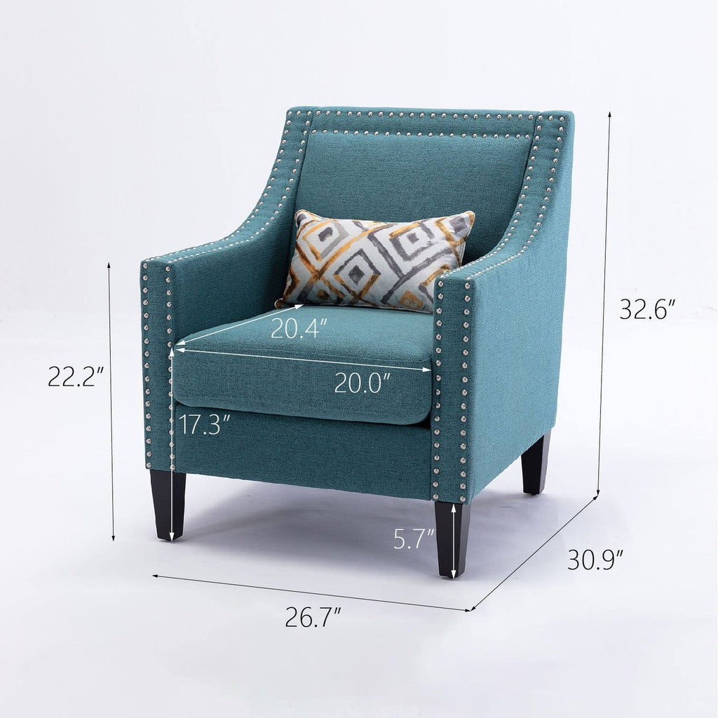 Orange Accent Armchair with Solid Wood Legs V32795