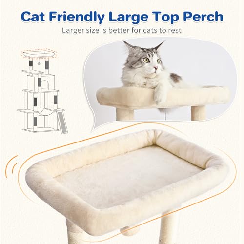 63in Multi-Level Cat Tree Tower with Sisal Scratching Posts, Condo, Hammock, Dangling Ball and Extended Platform, Dark Grey K3199