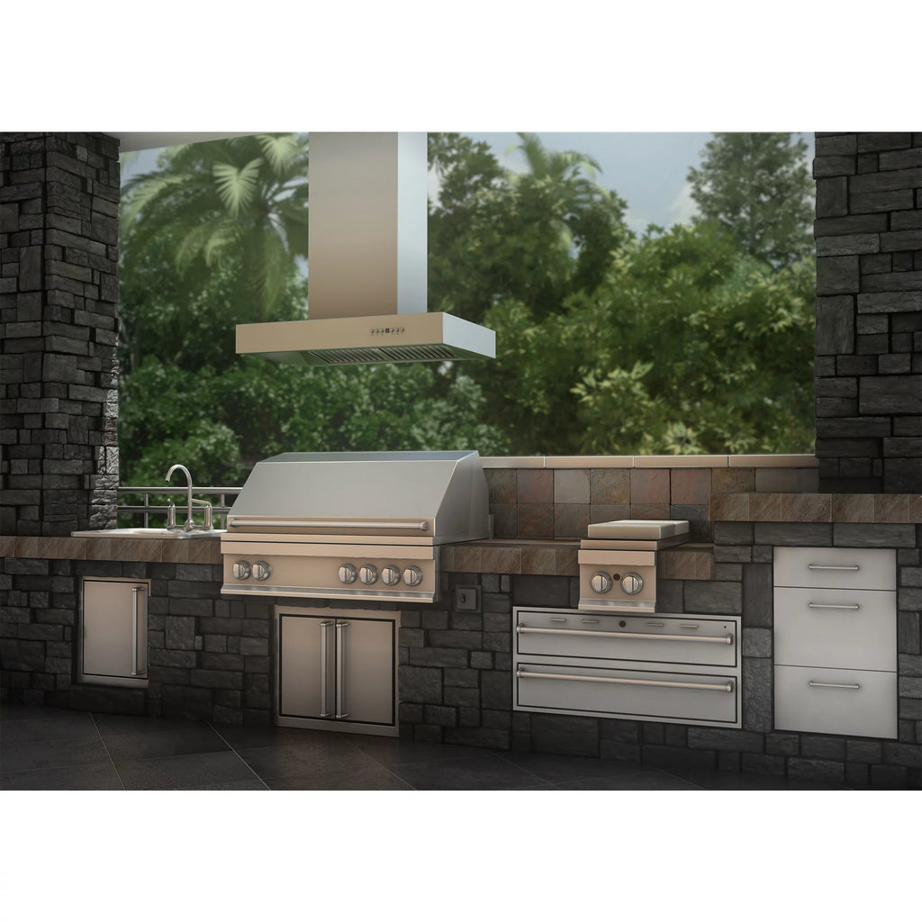 36 in. Stainless Steel Island Mount Range Hood W886