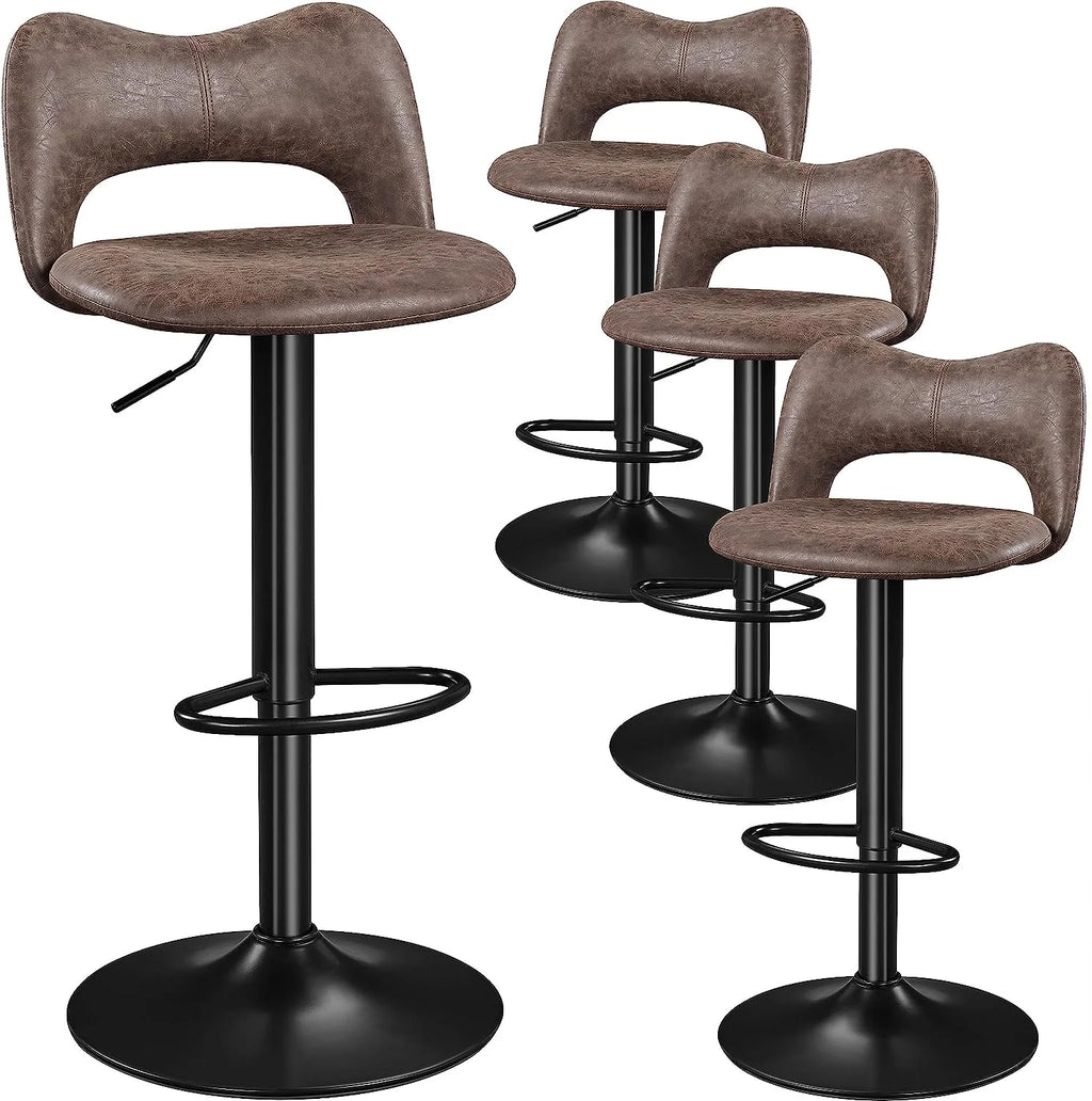 Grey Adjustable Swivel Bar Stools Set of 4 N555162