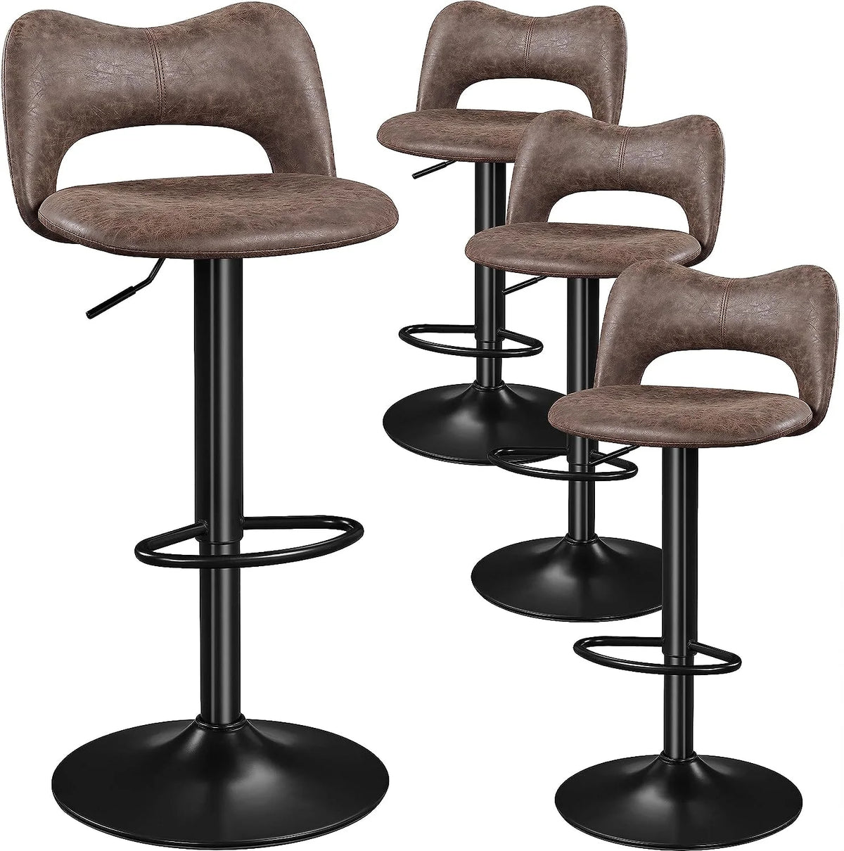 Grey Adjustable Swivel Bar Stools Set of 4 N555162