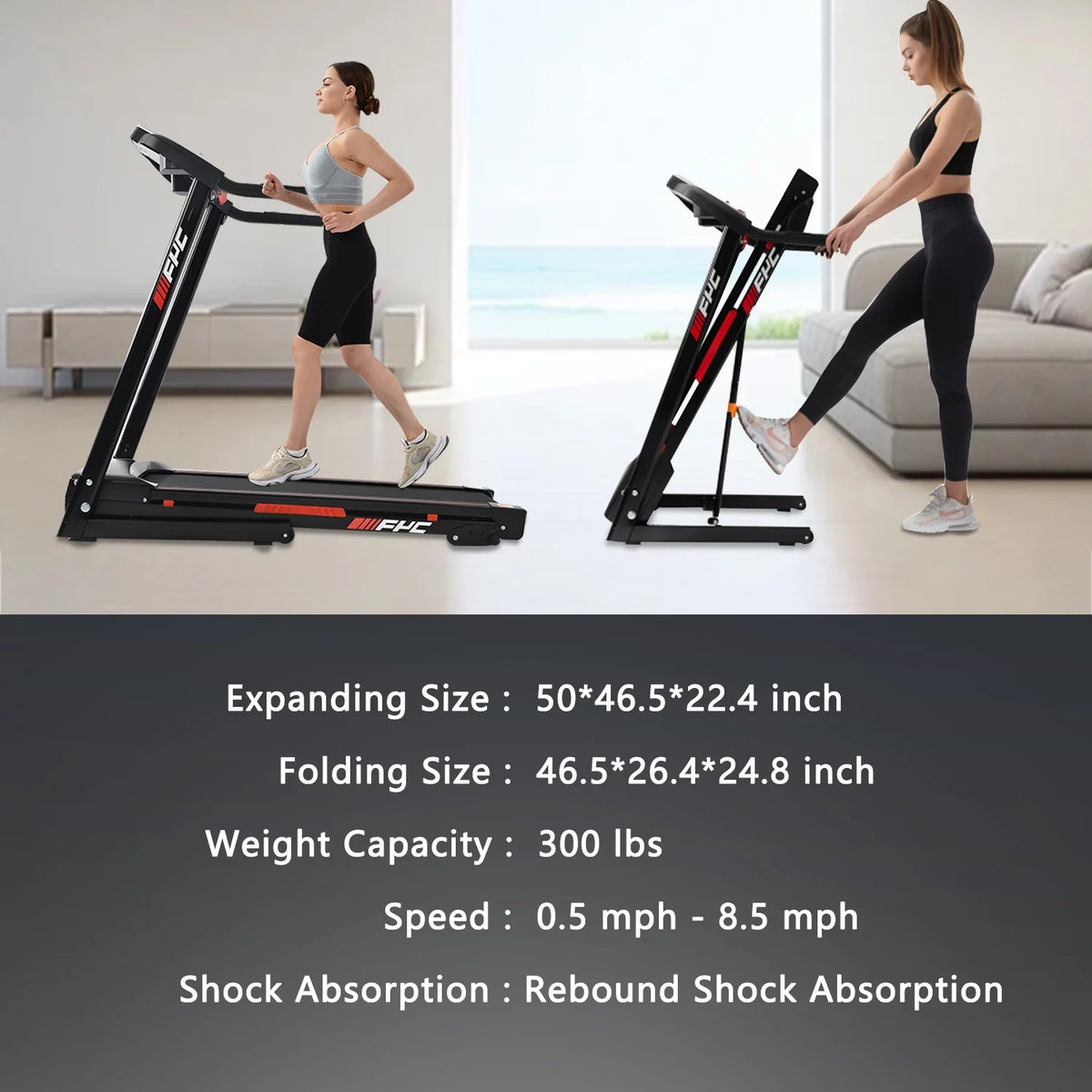 3.5HP Folding Incline Treadmill 330 LB Capacity W373