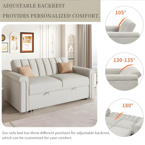 Gray Convertible Sofa Bed with Adjustable Backrest H5912