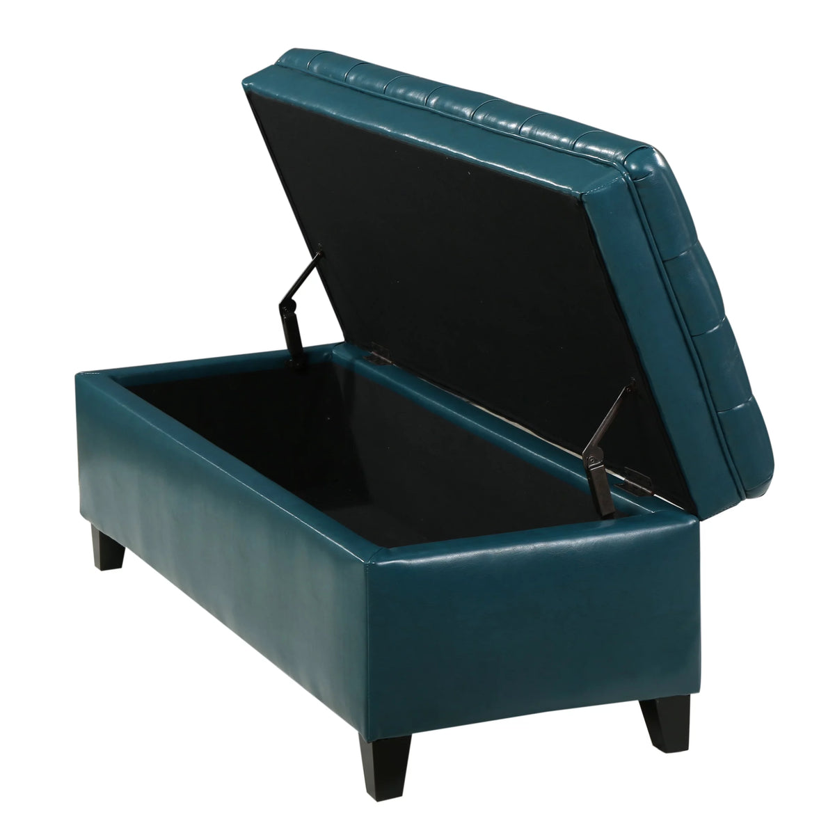 Teal Faux Leather Storage Ottoman P366060