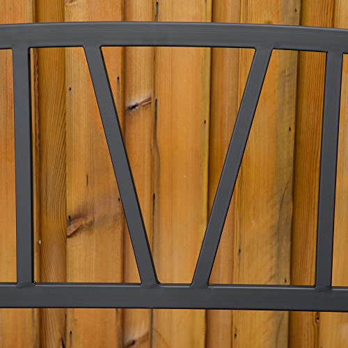 Black Metal Garden Bench with Slatted Seat M723