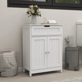 White Wood Bathroom Floor Cabinet 2 Doors 1 Drawer F2092
