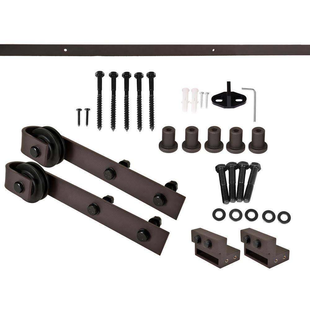Charcoal Black Stained Wood Interior Sliding Barn Door with Hardware Kit O350