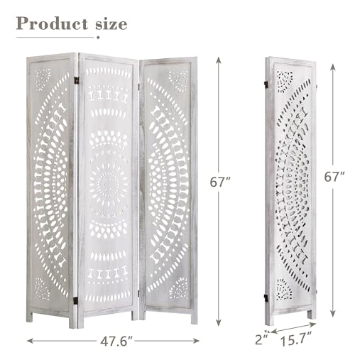 Handcrafted Carved Wooden Folding Room Divider Screen Y1159
