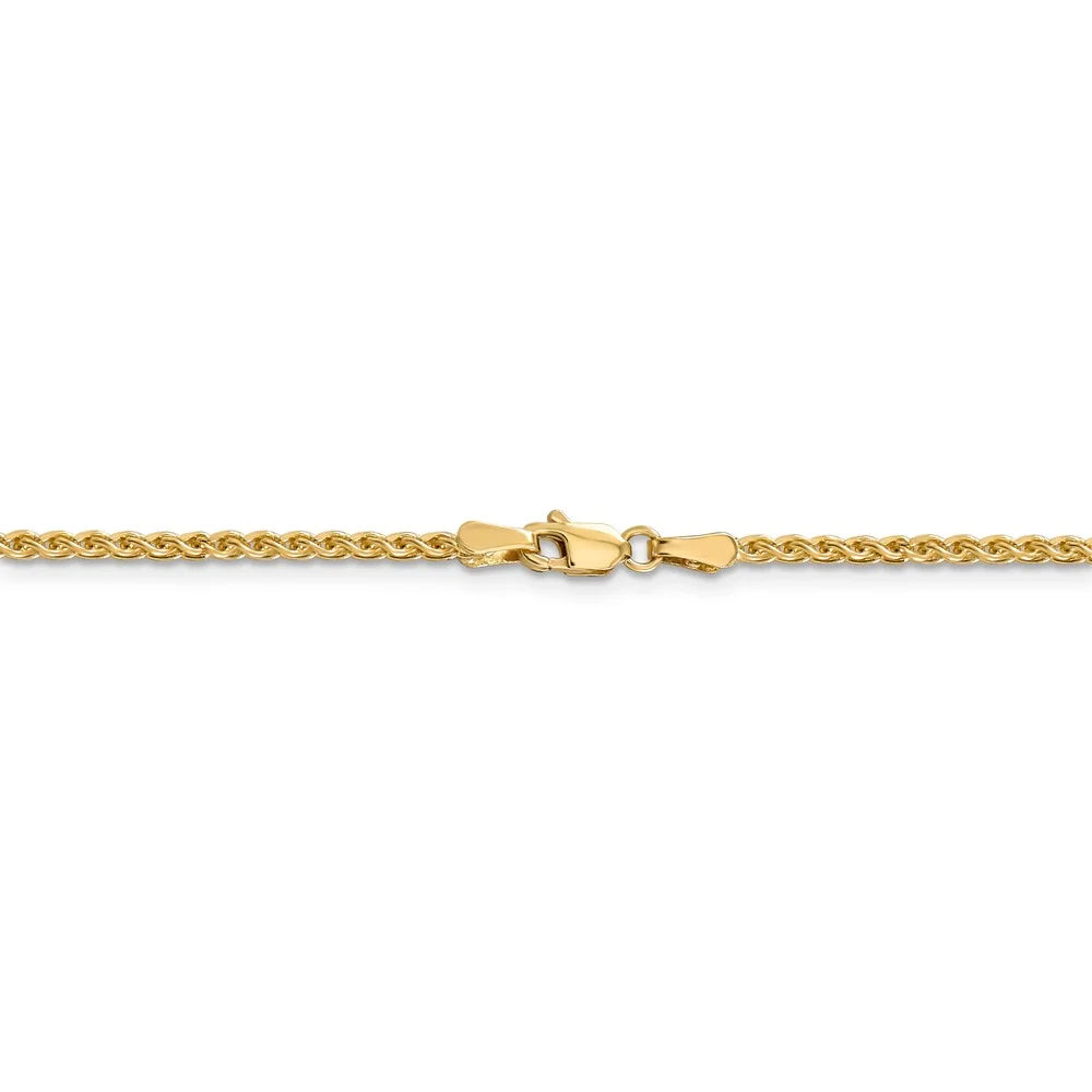 14kt Yellow Gold 1.8mm Diamond Cut Spiga Chain 24 inch Lobster Clasp R5810