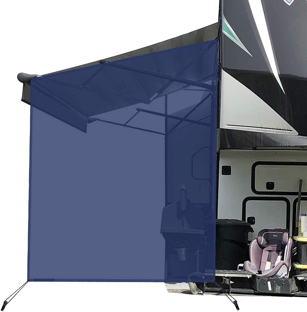 RV Awning Side Sun Shade Screen 9'X7' Black Mesh Z670
