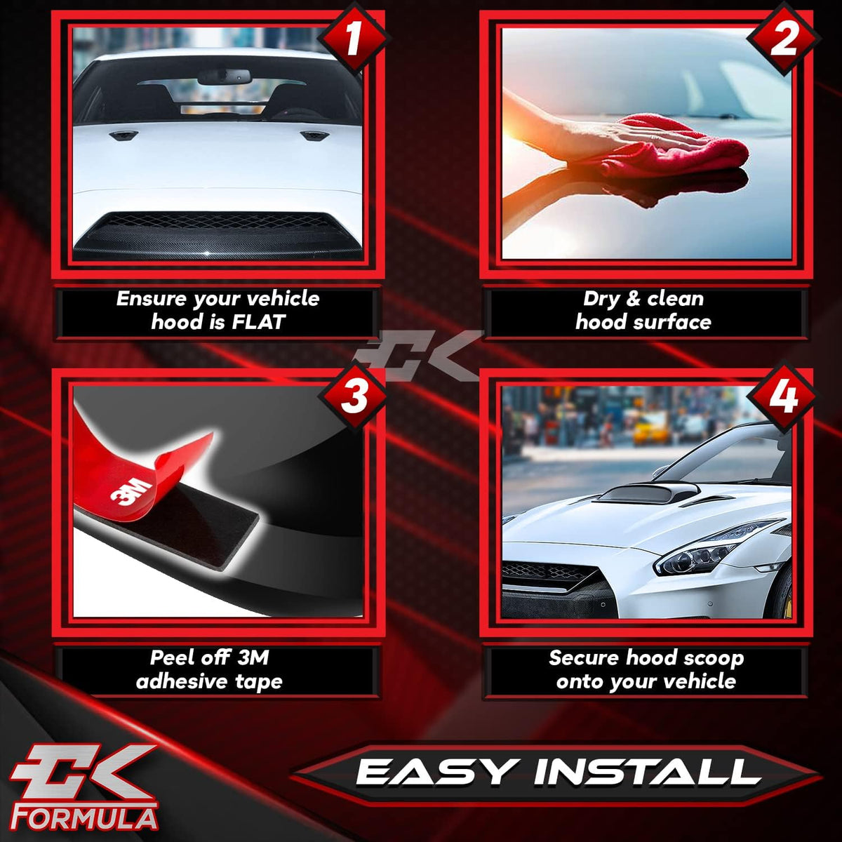 Black Hood Scoop Car Hood Vent Cover, 1 Piece Pack of 2 S685140