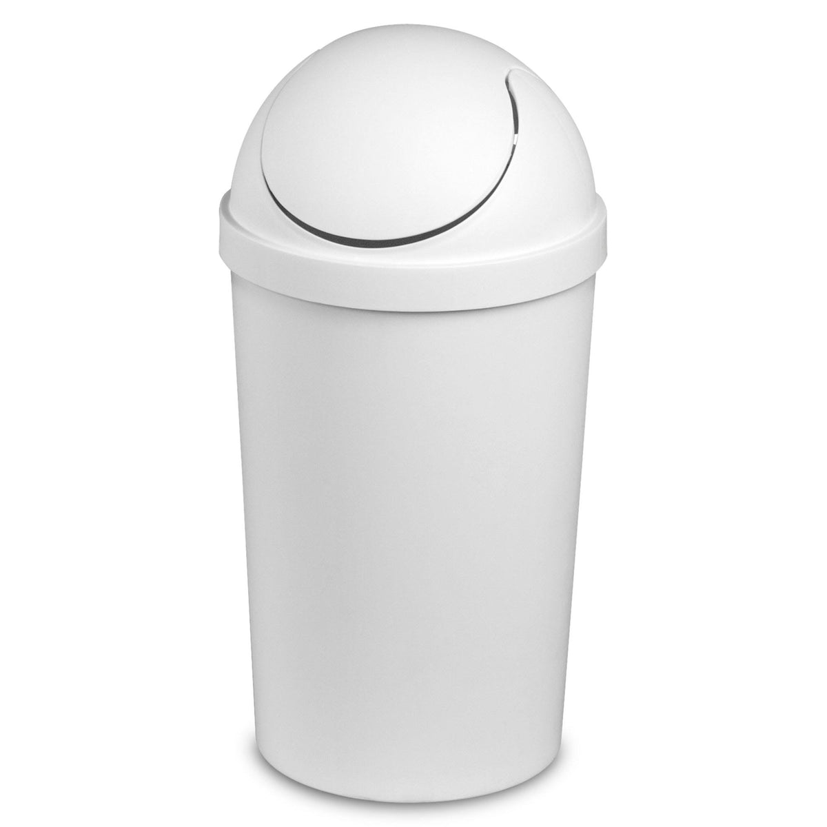 White Round Swing Top Plastic Wastebasket 12-Pack R612183