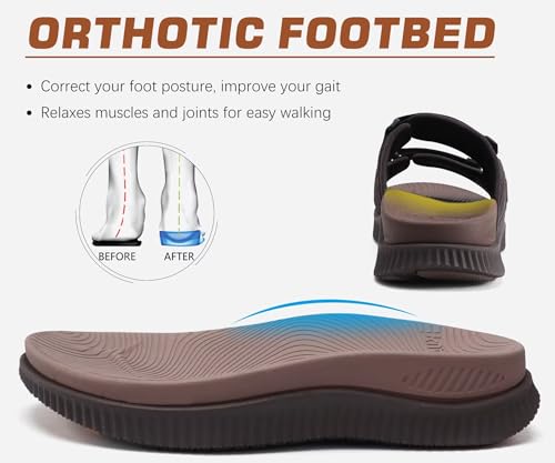 Mens Orthotic Sandals Athletic Recovery Sport Slides Adjustable Strap Open Toe Walking Sandals H53506