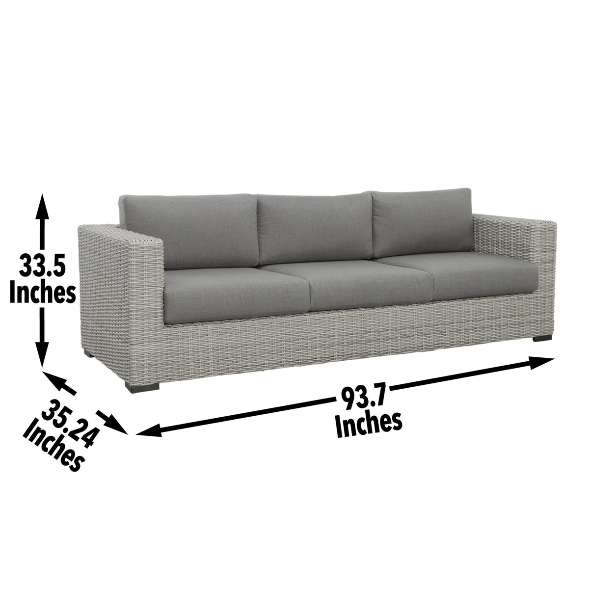 HDPE Resin Wicker Outdoor Sofa with Solution-Dyed Acrylic Covers S235687
