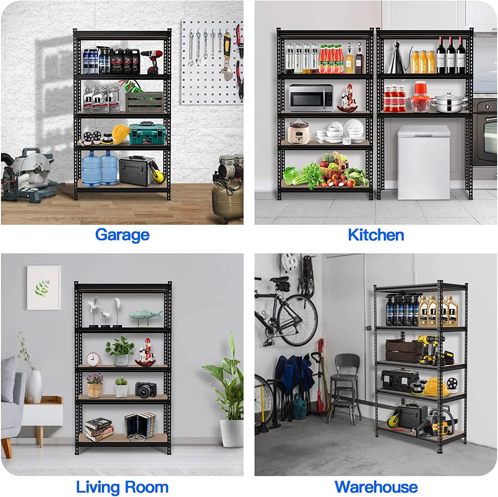 5-Tier Heavy Duty Adjustable Metal Storage Shelves, Black M273837