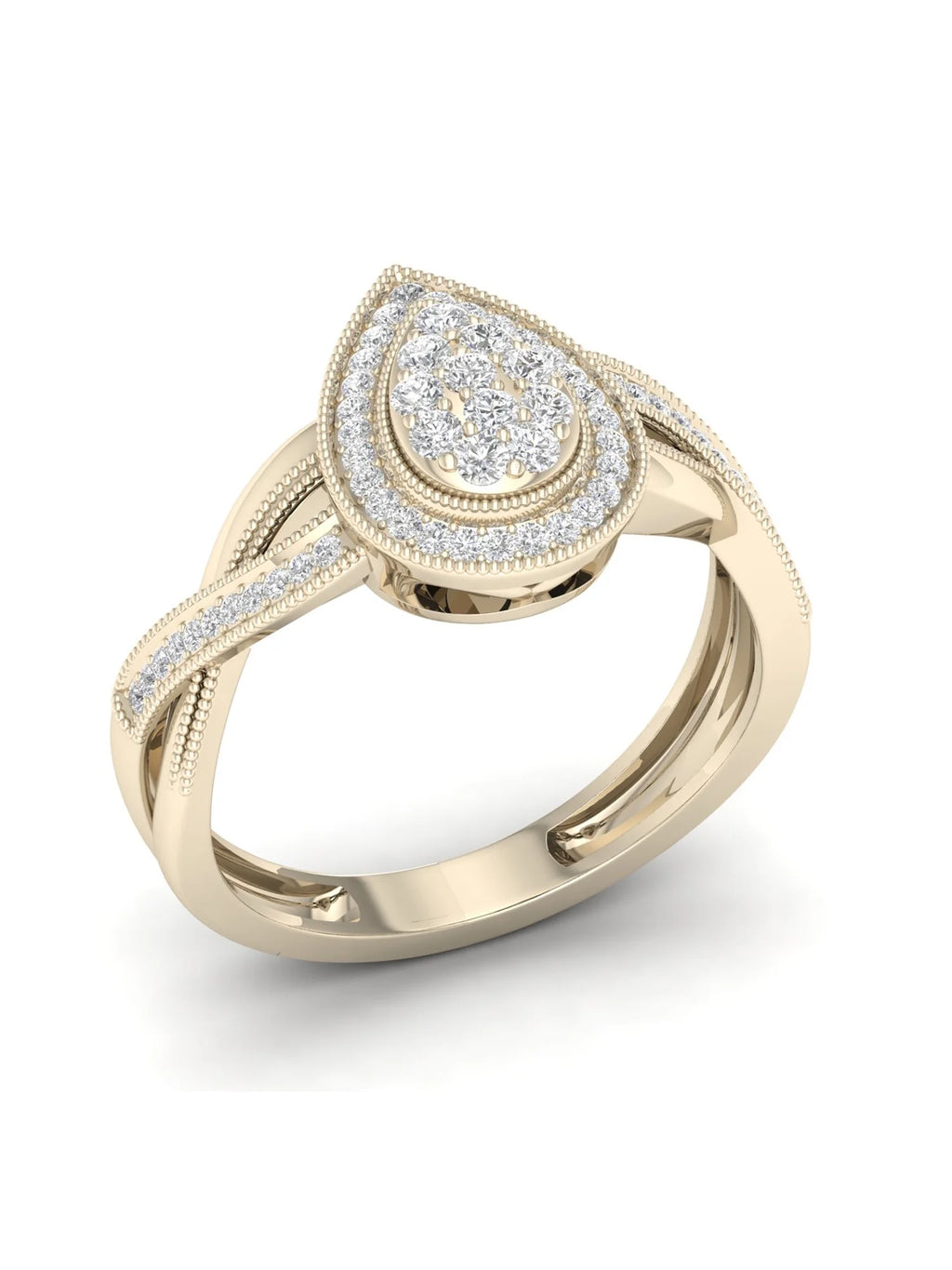 Pear Shape Cluster Halo Promise Ring T7306
