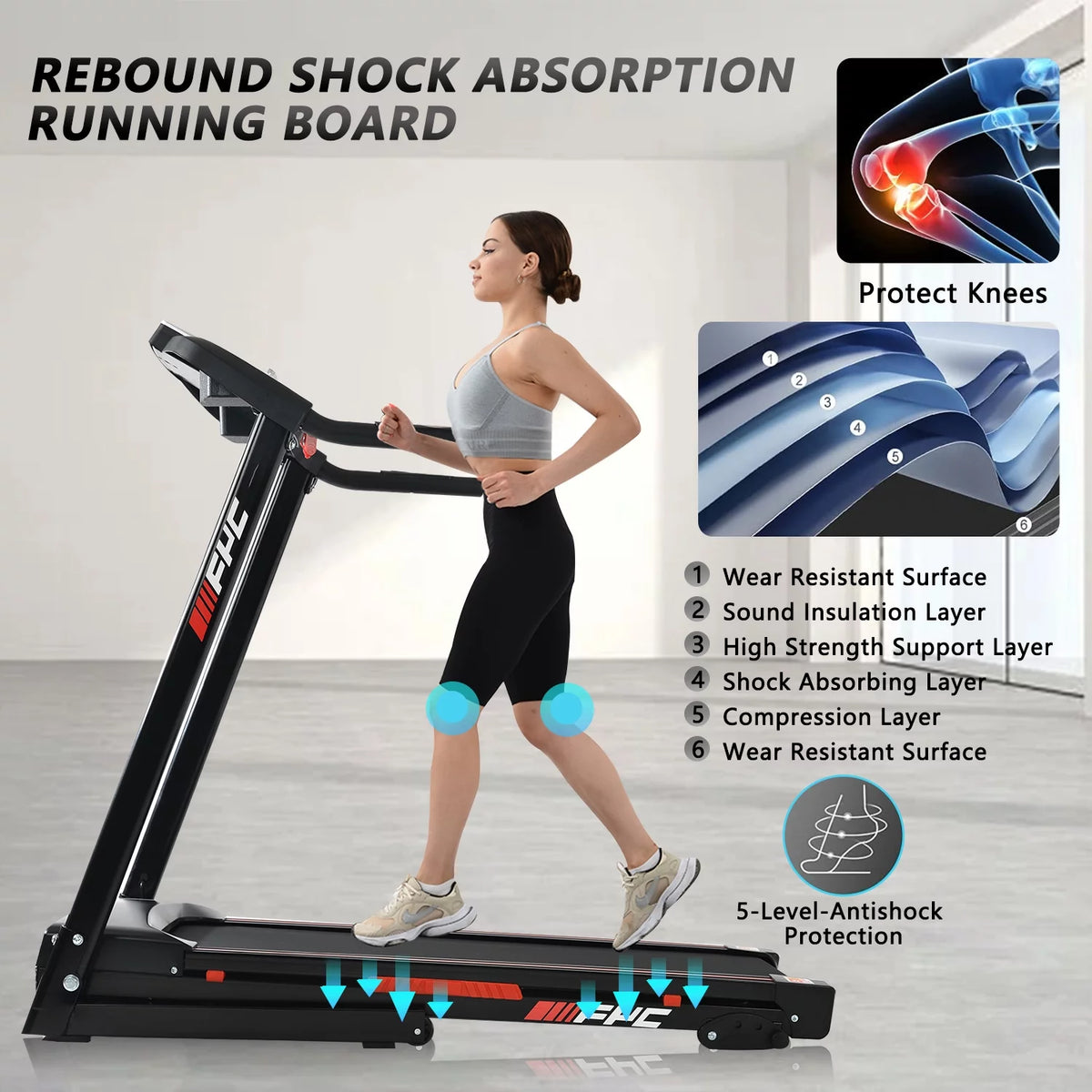 3.5HP Folding Incline Treadmill 330 LB Capacity W373