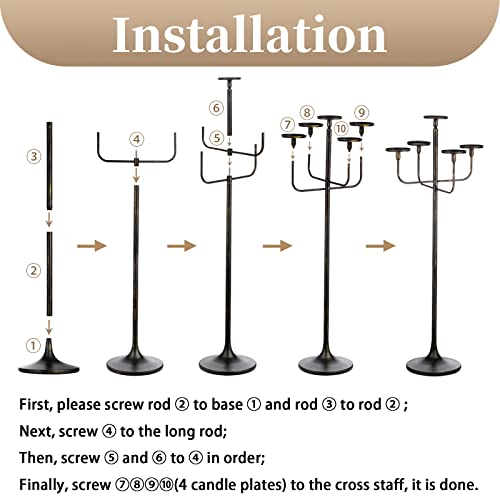 Black 5-arm 48inch Tall Metal Candle Holders E189