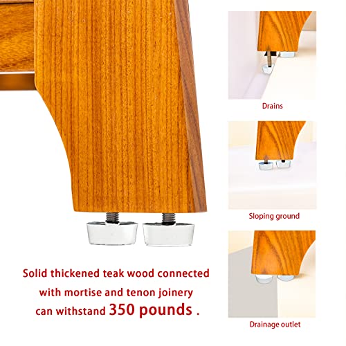 Teak Shower Bench with Shelf L925378