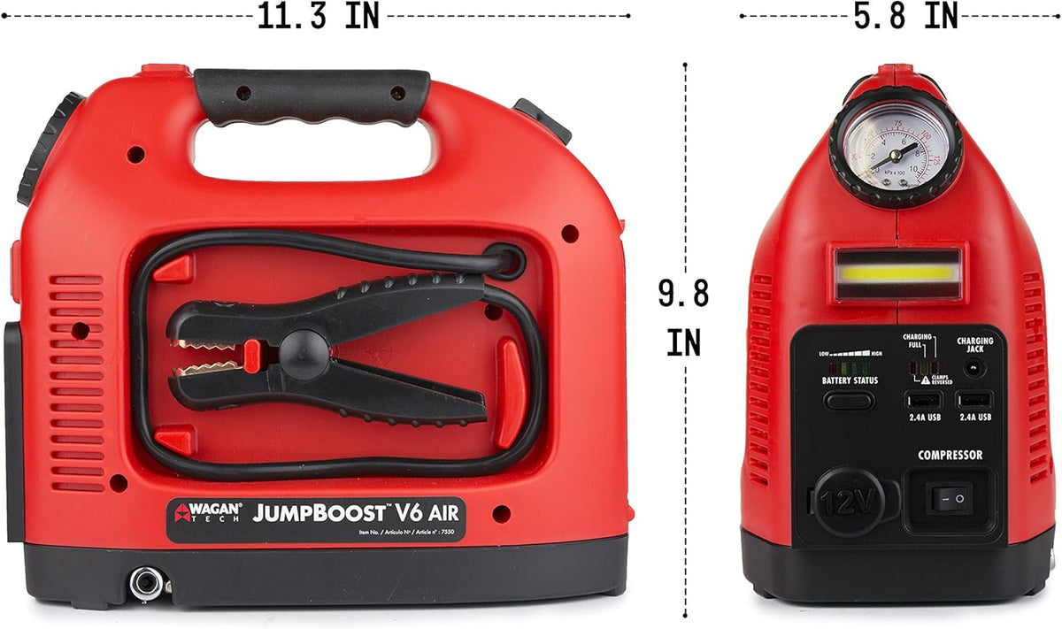 Battery Jump Starter Portable Power Supply, Air Compressor, Battery Bank and Tire Inflator E889