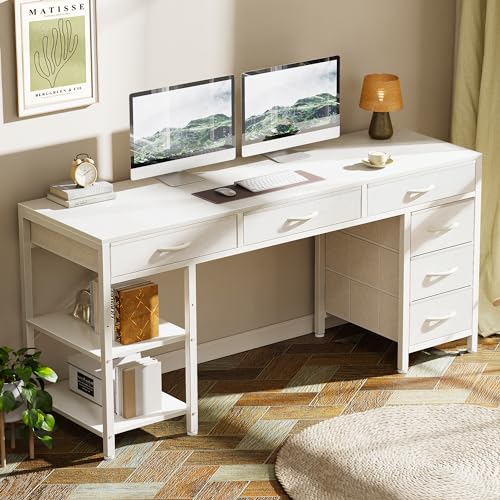 54 Inch Computer Desk with 6 Drawers and Shelves P223