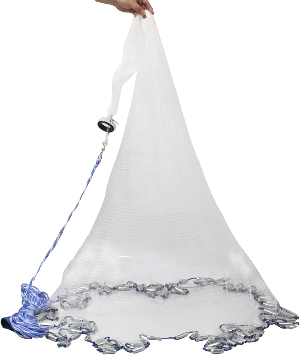 American Saltwater Fishing Cast Nets, 4Ft 6Ft 8Ft 10Ft 12Ft Radius, Stainless Steel Round Weights, 3/8 in Mesh Size D4630