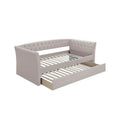 Brown Button Tufted Wood Day Bed with Trundle T446