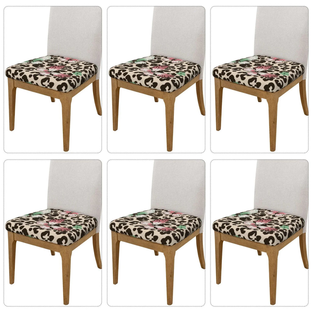 Leopard Dots Print Stretch Dining Chair Seat Covers W61094