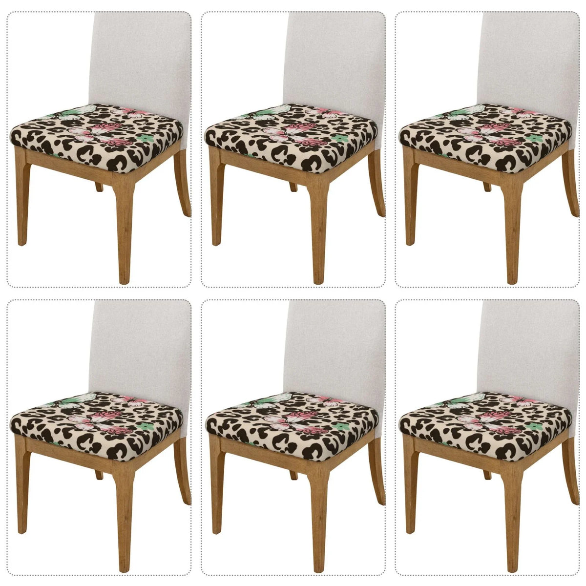 Leopard Dots Print Stretch Dining Chair Seat Covers W61094