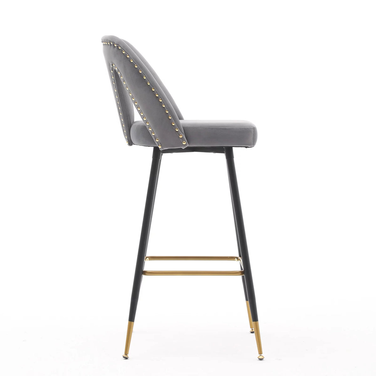 Velvet Upholstered Bar Stools with Back 30 inch Seat Height Set of 4 W3929