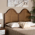 Ash Walnut Finished Wood and Synthetic Rattan King Size Arched Headboard A9671