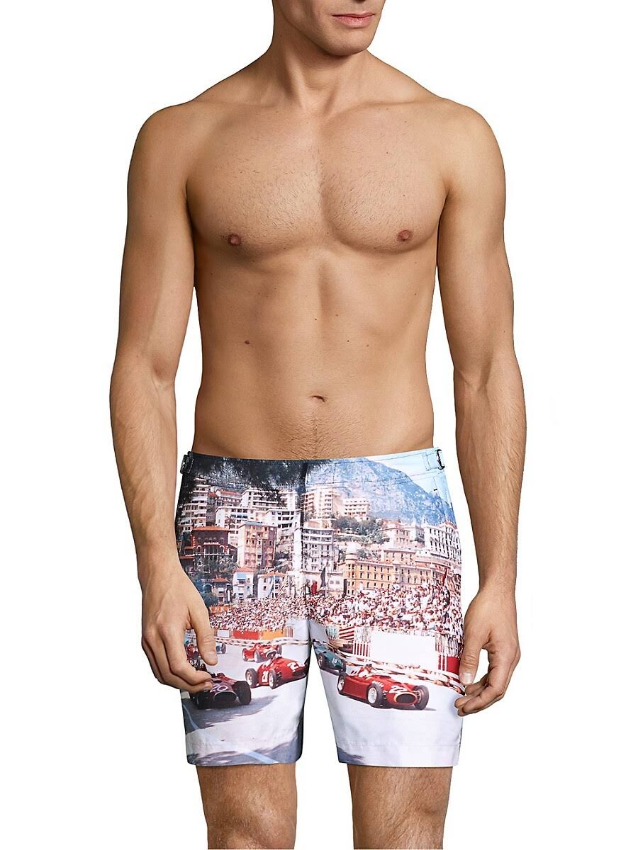 Blue Photographic Swim Trunks N850826