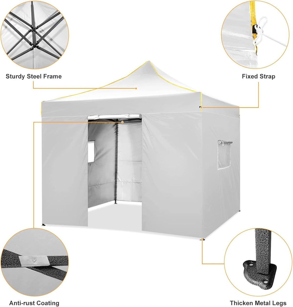 Pop Up Canopy Tent 10x10 Commercial Instant Canopy (Silver Gray) Q3915