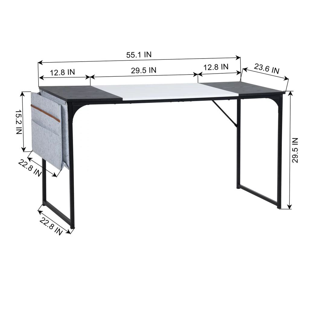 Computer Desk 55 inch with Storage Bag Black Metal Frame F45335