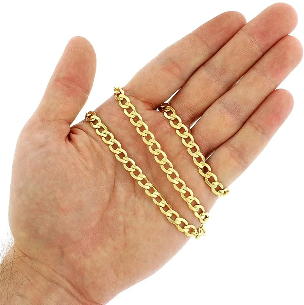 10K Yellow Gold 6mm Hollow Cuban Chain Necklace J638