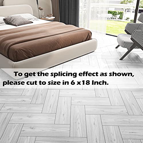 6"x36" 15pcs Natural Wood Peel and Stick Vinyl Floor Tile White Waterproof U6672