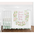 Blush Pink Mint White Butterfly Floral 4-Piece Crib Bedding Set C2034